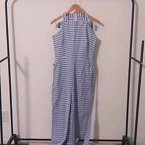 Linen Striped Romper, Size M